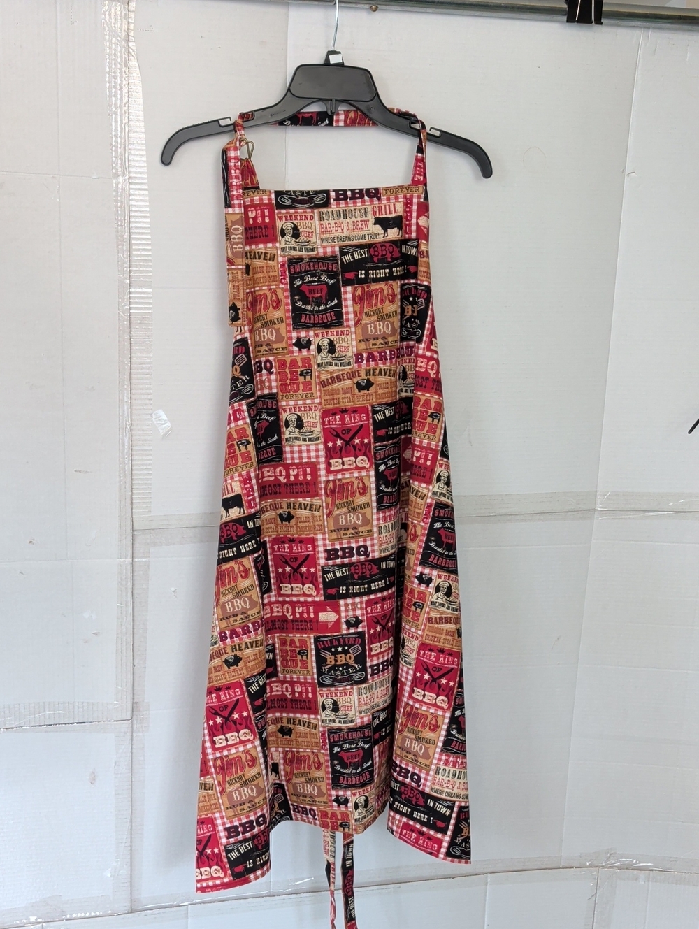 BBQ Print Adjustable Apron Red/Tan Fit For The BBQ King Colorful Lightweight